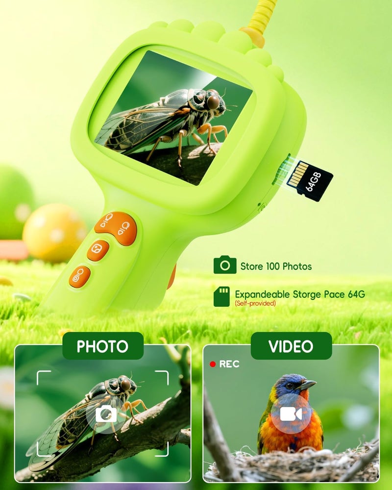 Ashfly Borescope Snake Camera with Light for Kids, Outdoor Educational STEM Toys, Science Gifts for 5 Year Old Boy, Camping Nature Activities, Best Birthday Gift for Boys, Girls Ages 4,5,6,7,8,9,10(Green) - Image 2